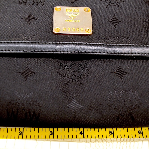 MCM Visetos Mini Flap Chain Crossbody Black Canvas Leather Bag. (Pre-Loved). - Picture 8 of 10